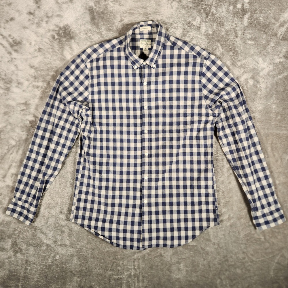 J.Crew Button Down Shirt Mens M Blue White Excellent Gingham Secret Wash AJ450